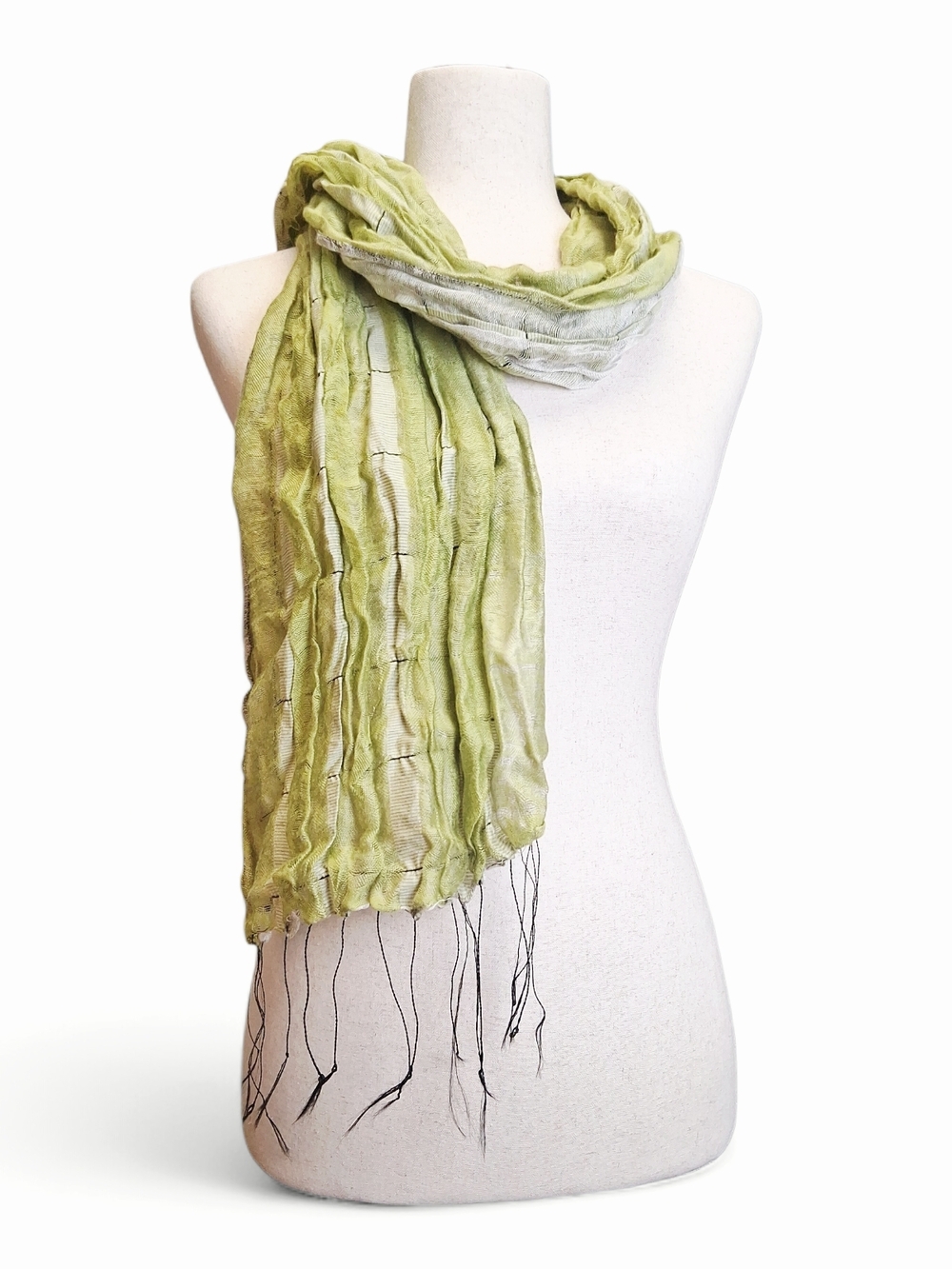 Women's Green Crinkle Cotton Scarf 66" X 20"